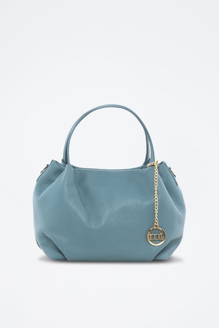 Sac à main en cuir - Bleu et doré