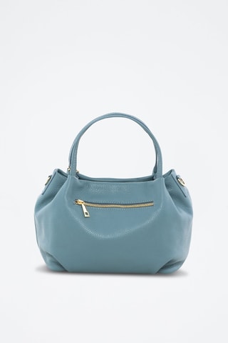Sac à main en cuir - Bleu et doré