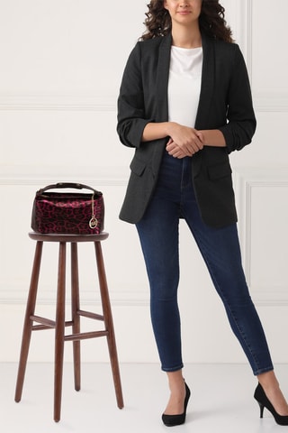 Sac à main en cuir Aterno - Noir et rose