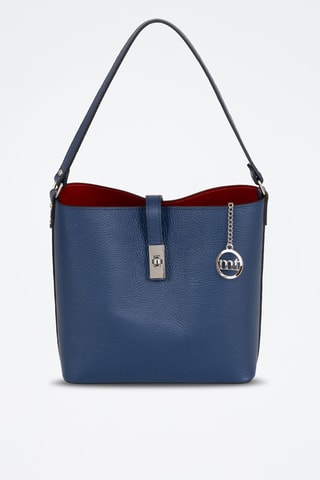 Sac seau en cuir Cannobio - Bleu