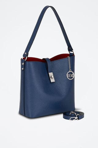 Sac seau en cuir Cannobio - Bleu