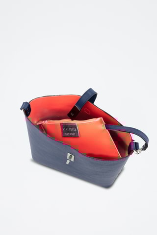 Sac seau en cuir Cannobio - Bleu