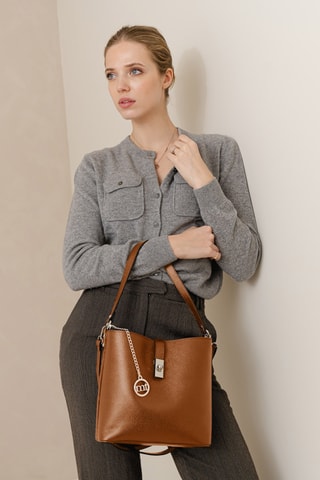 Sac seau en cuir Cannobio - Marron