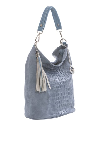 Cabas en cuir Rozzano - Bleu et argenté