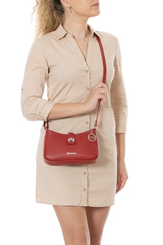 Mala a tiracolo em couro Cuneo - Camel - Vermelho