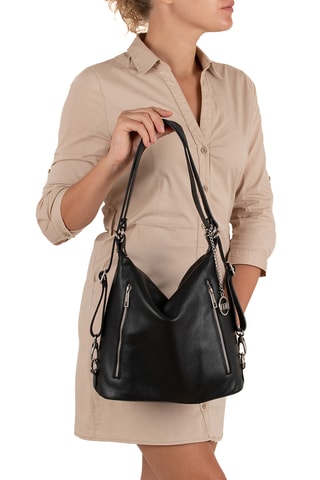 Sac porté épaule en cuir Giulianova - Noir