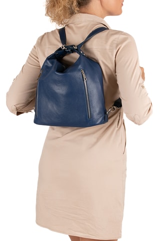 Sac porté épaule en cuir Giulianova - Bleu marine