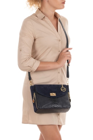 Sac bandoulière en cuir Dergano - Bleu