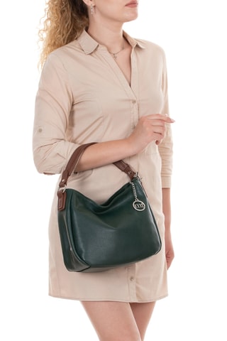 Sac porté épaile en cuir Molise - Marron et vert