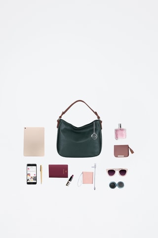 Sac porté épaile en cuir Molise - Marron et vert