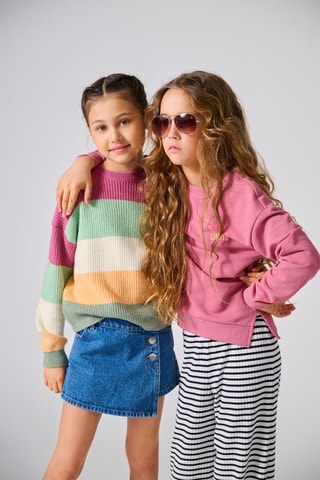 Calças wide legs - Azul-marinho e branco - Kids Only Girl