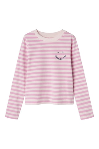 T-shirt em algodão biológico - Rosa e cru