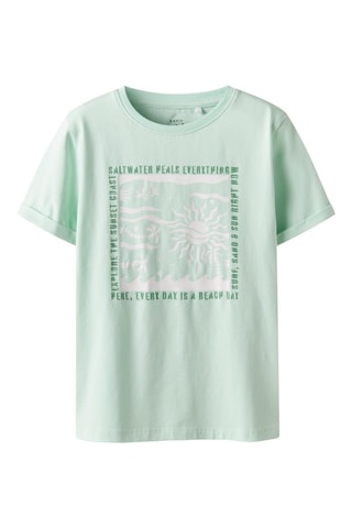 T-shirt em algodão biológico - Verde-claro - Name It