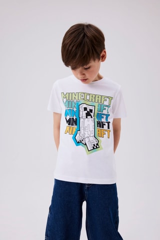 T-shirt Minecraft em algodão biológico - Branco - Name It