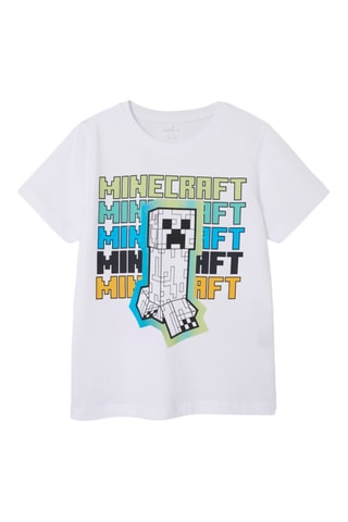T-shirt Minecraft em algodão biológico - Branco - Name It