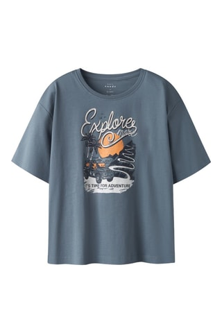 T-shirt em algodão biológico - Azul-acinzentado - Name It