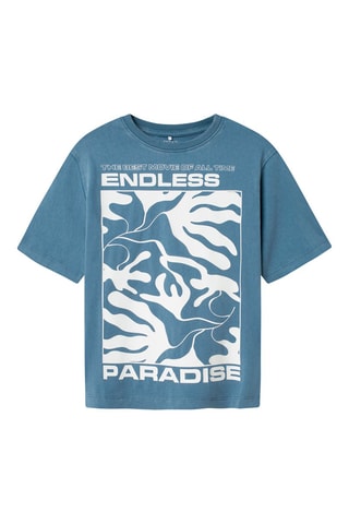 T-shirt em algodão biológico - Azul-petróleo - Name It