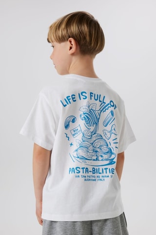 T-shirt - Wit en petrolblauw - Name It