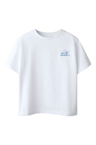 T-shirt - Wit en petrolblauw - Name It