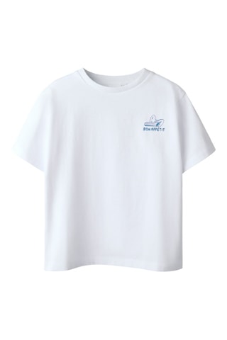 T-shirt - Wit en petrolblauw - Name It