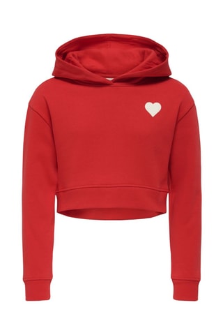 Sweat regular em algodão biológico com capuz - Vermelho - Kids Only Girl