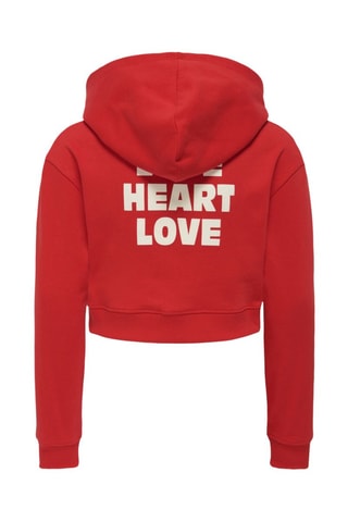 Sweat regular em algodão biológico com capuz - Vermelho - Kids Only Girl