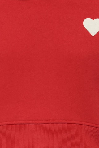 Sweat regular em algodão biológico com capuz - Vermelho - Kids Only Girl