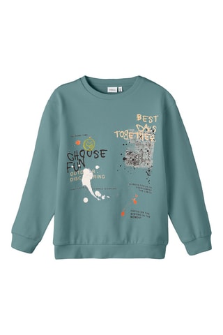 Sweat em algodão biológico - Azul-pato - Name It