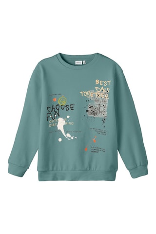 Sweat em algodão biológico - Azul-pato - Name It