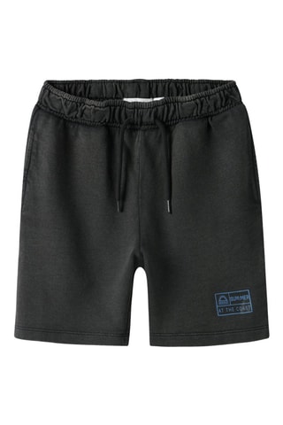 Bermudas regular em algodão biológico - Preto - Name It Kid