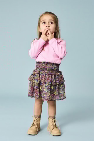Minissaia com folhos - Cinzento e violeta - Kids Mini Girl