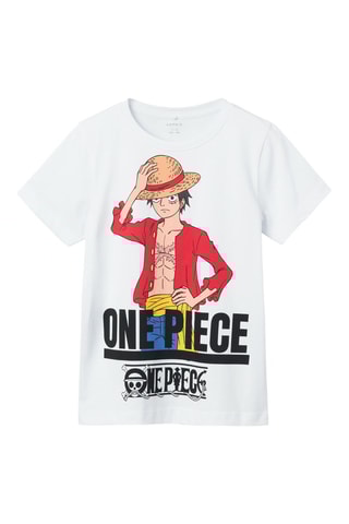 T-shirt de algodão biológico Monkey D. Luffy One Piece - Branco - Name It