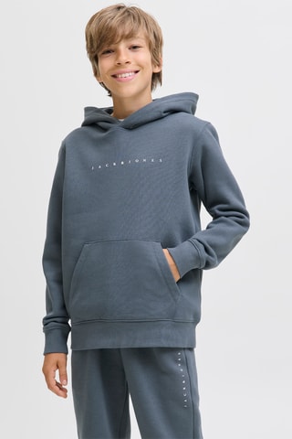 Sweat com capuz em algodão biológico - Azul-acinzentado - Jack & Jones Junior