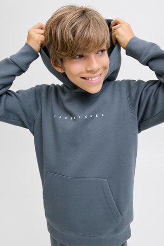 Sweat com capuz em algodão biológico - Azul-acinzentado - Jack & Jones Junior