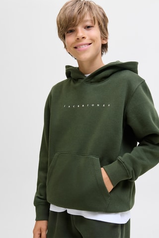 Sweat com capuz em algodão biológico - Caqui - Jack & Jones Junior