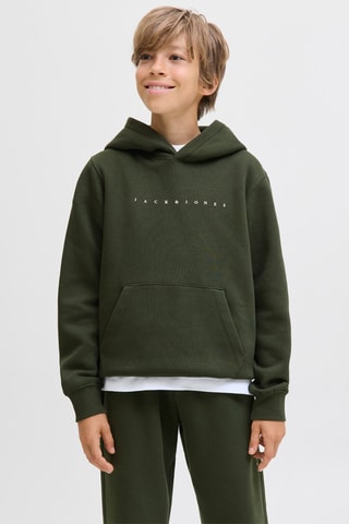 Sweat com capuz em algodão biológico - Caqui - Jack & Jones Junior