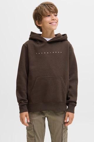 Sweat com capuz em algodão biológico - Castanho - Jack & Jones Junior