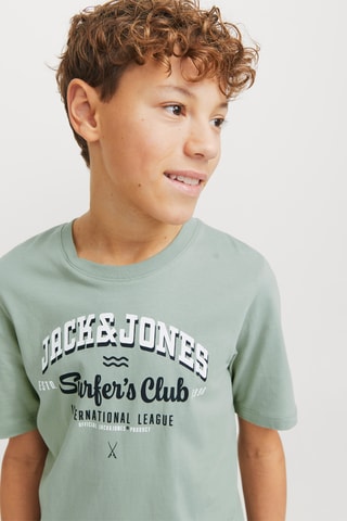T-shirt em algodão biológico - Verde-água - Jack & Jones Junior