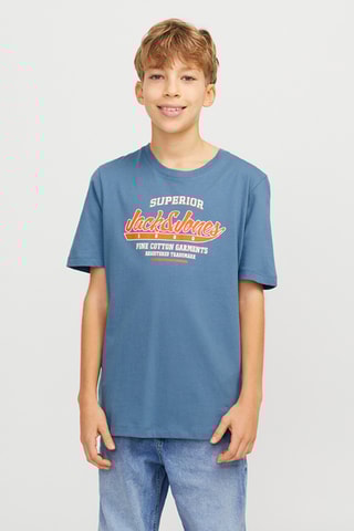 T-shirt em algodão biológico - Azul-cobalto - Jack & Jones Junior