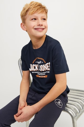 T-shirt em algodão biológico - Azul-marinho - Jack & Jones Junior