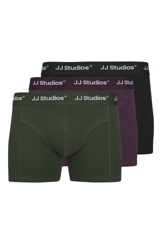 3 boxers em algodão biológico - Verde-escuro e violeta - Jack & Jones Junior
