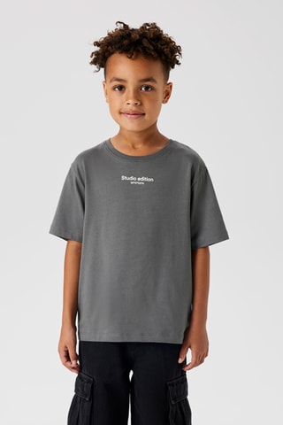 T-shirt em algodão biológico - Cinzento-escuro - Name It Kids