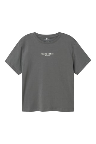 T-shirt em algodão biológico - Cinzento-escuro - Name It Kids