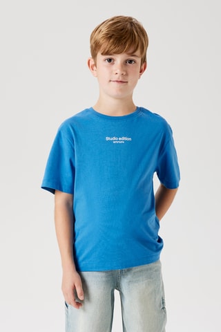 T-shirt em algodão biológico - Azul-elétrico - Name It Kids