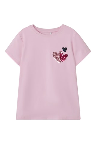 T-shirt em algodão biológico - Rosa - Name It Kids