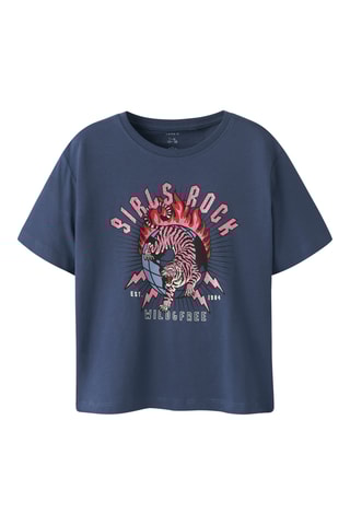 T-shirt em algodão biológico - Índigo - Name It Kids