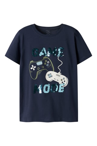 T-shirt em algodão biológico - Índigo - Name It Kids