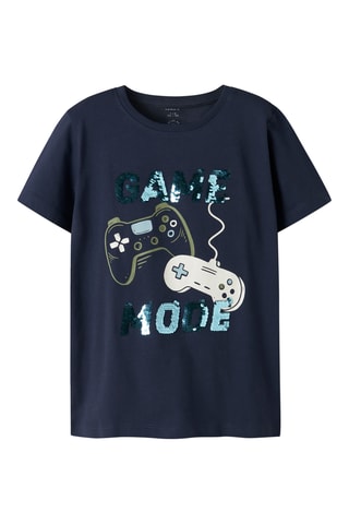 T-shirt em algodão biológico - Índigo - Name It Kids