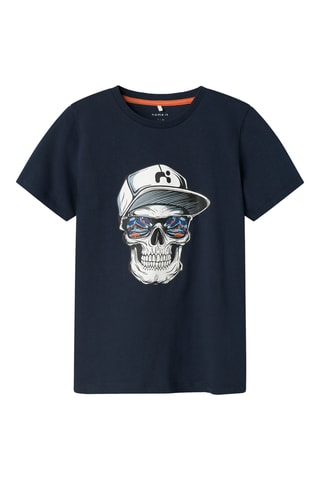T-shirt em algodão biológico - Azul-marinho - Name It Kids