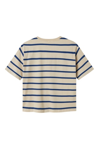 T-shirt em algodão biológico - Cru e azul-marinho - Name It Kids